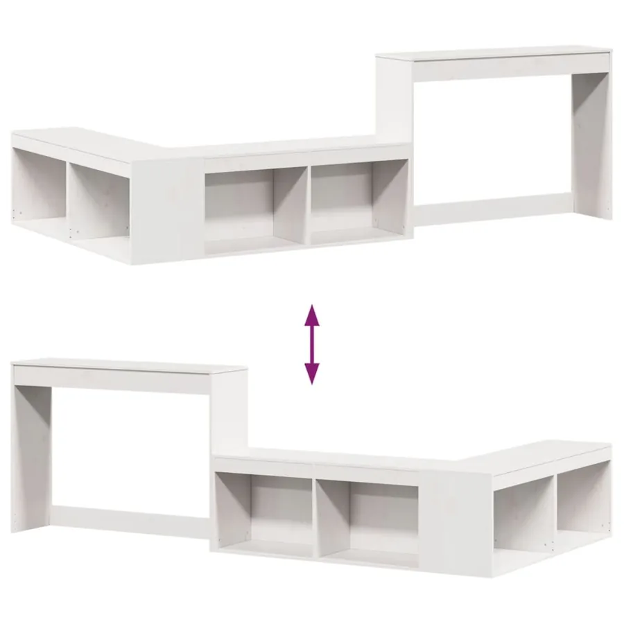Table de chevet avec bureau Blanc 232 x 122 x 75 cm Bois massif Pin - 7