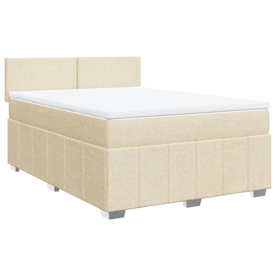 Sommier à lattes de lit avec matelas Crème 140x200 cm Tissu - 2