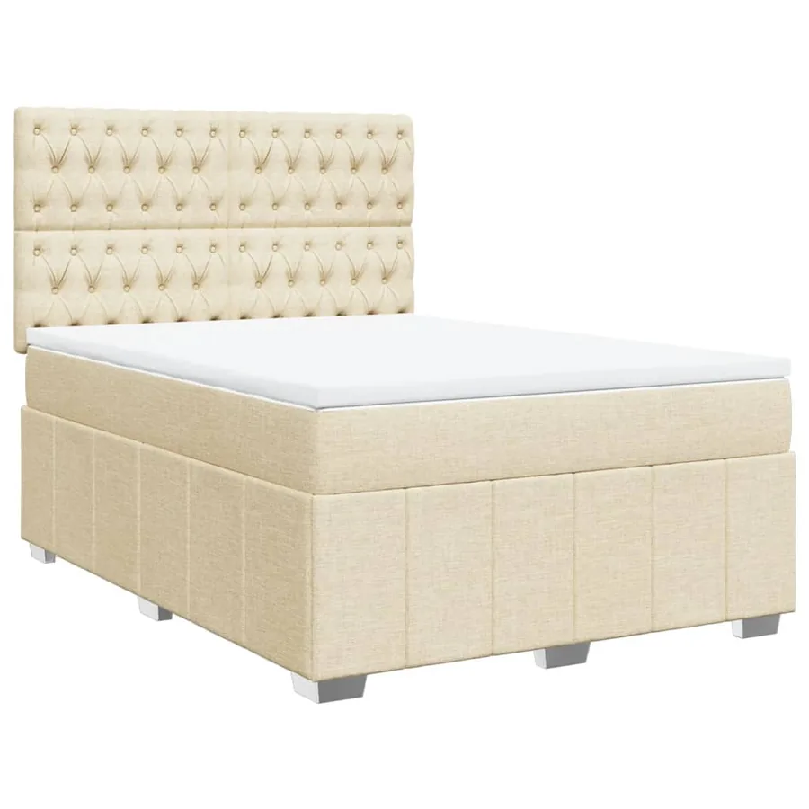 Sommier à lattes de lit avec matelas Crème 140x200 cm Tissu - 3