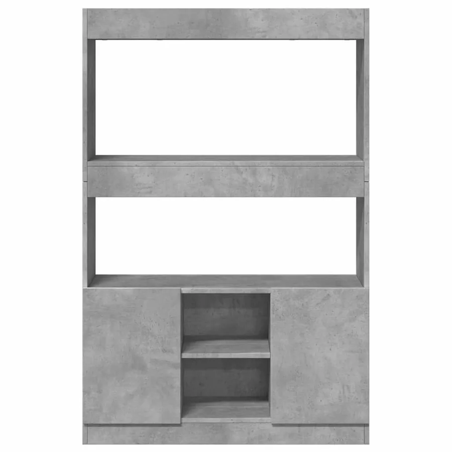 Buffet haut gris béton 92x33x140 cm bois d'ingénierie - 5