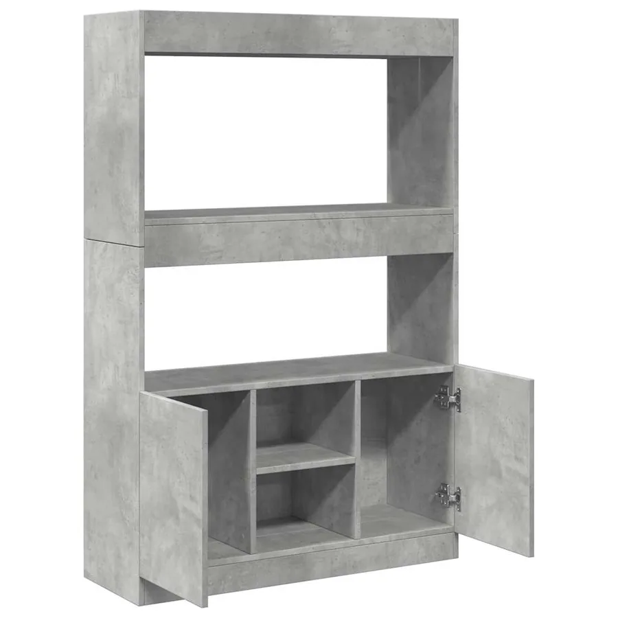 Buffet haut gris béton 92x33x140 cm bois d'ingénierie - 8