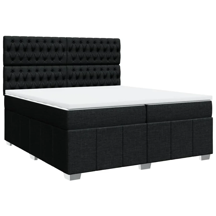 Sommier à lattes de lit avec matelas Noir 200x200 cm Tissu - 2