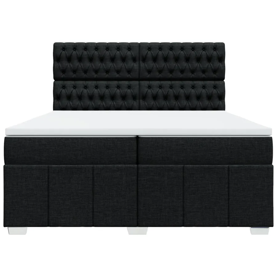 Sommier à lattes de lit avec matelas Noir 200x200 cm Tissu - 4