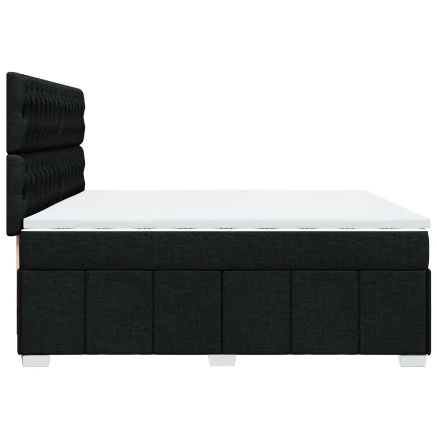 Sommier à lattes de lit avec matelas Noir 200x200 cm Tissu - 5