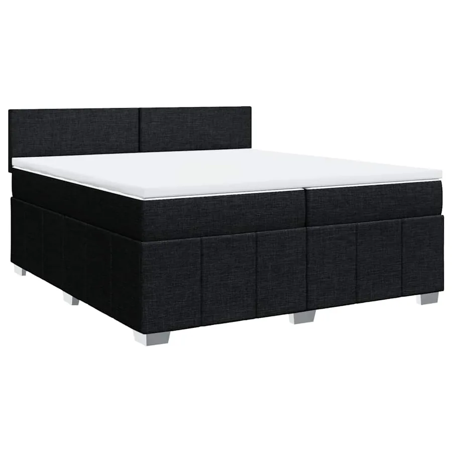 Sommier à lattes de lit avec matelas Noir 200x200 cm Tissu - 2