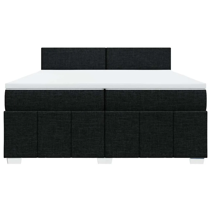 Sommier à lattes de lit avec matelas Noir 200x200 cm Tissu - 4