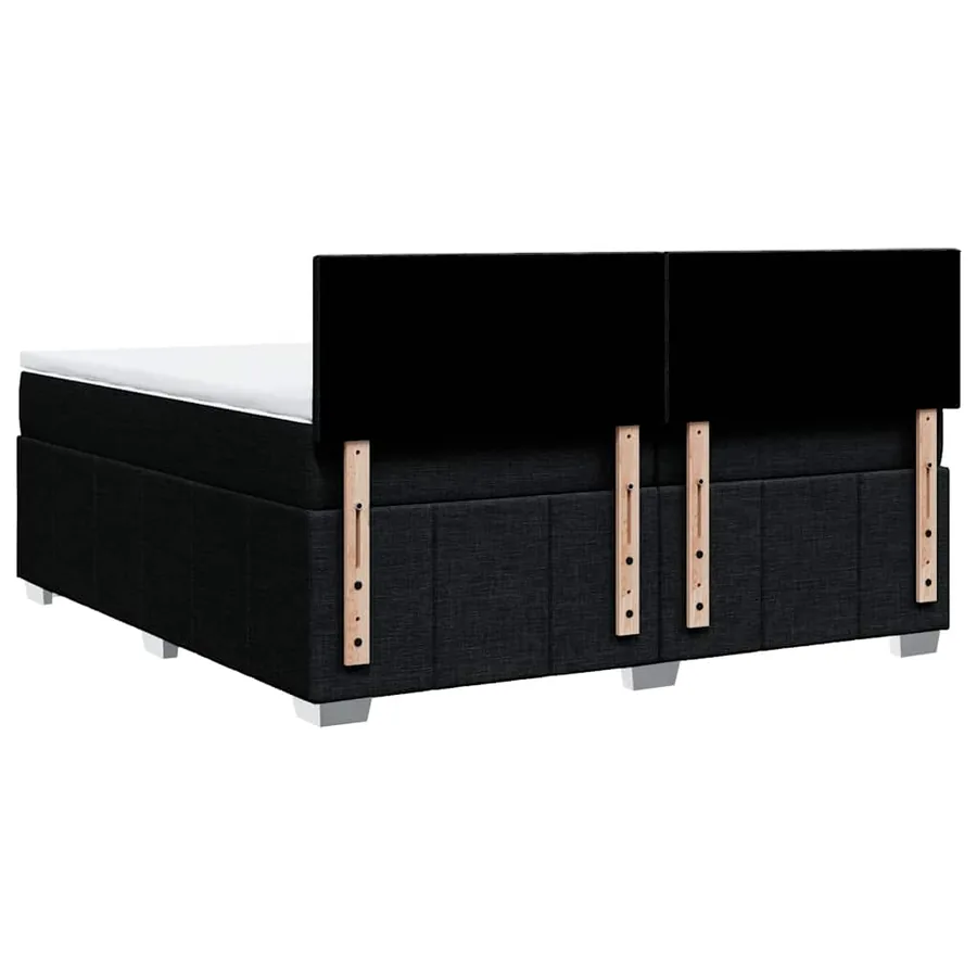 Sommier à lattes de lit avec matelas Noir 200x200 cm Tissu - 6