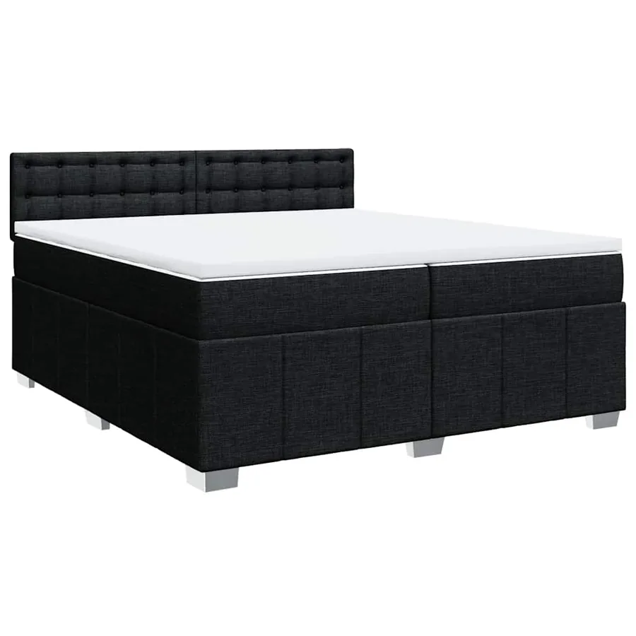 Sommier à lattes de lit avec matelas Noir 200x200 cm Tissu - 2