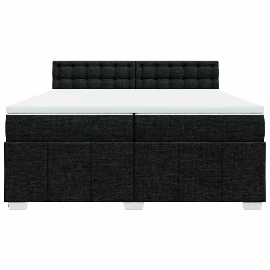 Sommier à lattes de lit avec matelas Noir 200x200 cm Tissu - 4