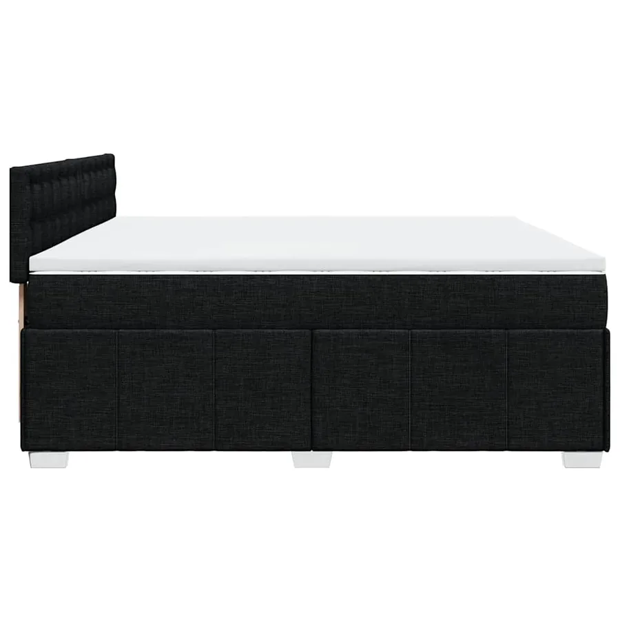 Sommier à lattes de lit avec matelas Noir 200x200 cm Tissu - 5