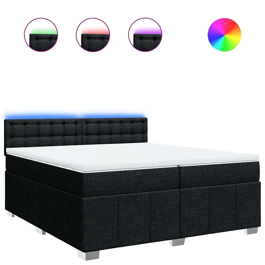 Sommier à lattes de lit avec matelas Noir 200x200 cm Tissu - 2