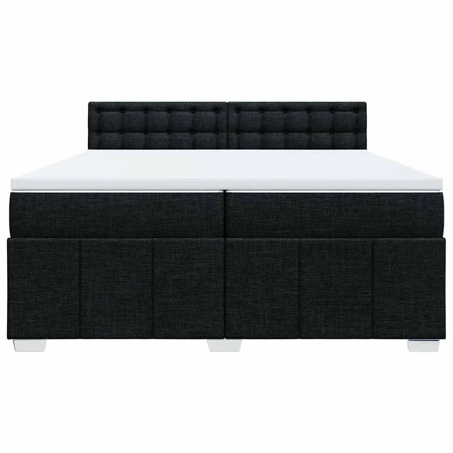 Sommier à lattes de lit avec matelas Noir 200x200 cm Tissu - 6