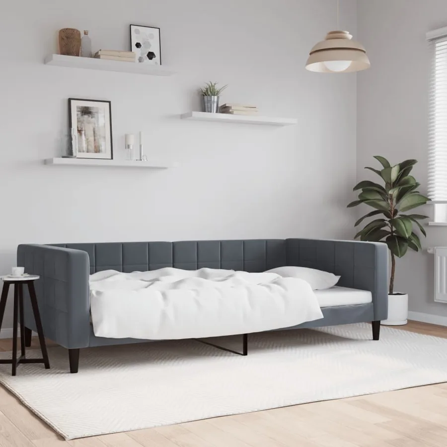 Lit de repos sans matelas gris foncé 100x200 cm velours