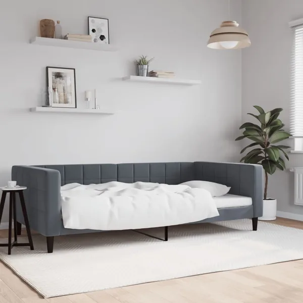 Lit de repos sans matelas gris foncé 100x200 cm velours