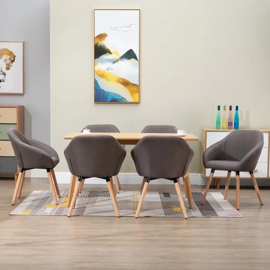 Chaises à manger lot de 6 taupe tissu