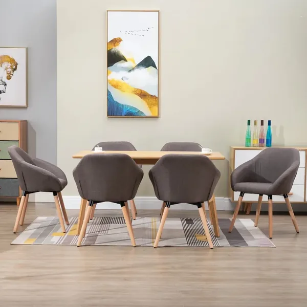 Chaises à manger lot de 6 taupe tissu