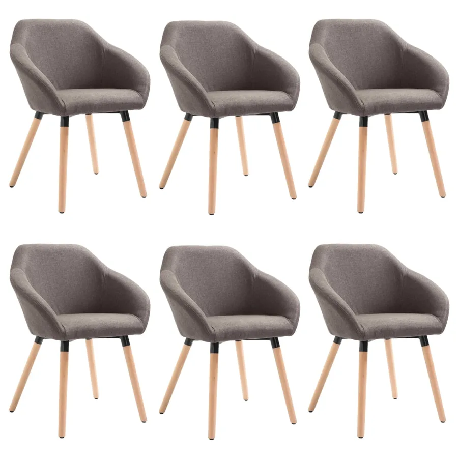 Chaises à manger lot de 6 taupe tissu - 2