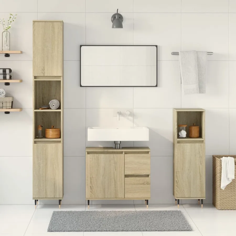 Ensemble de meubles de salle de bain 3 pcs chêne sonoma - 3