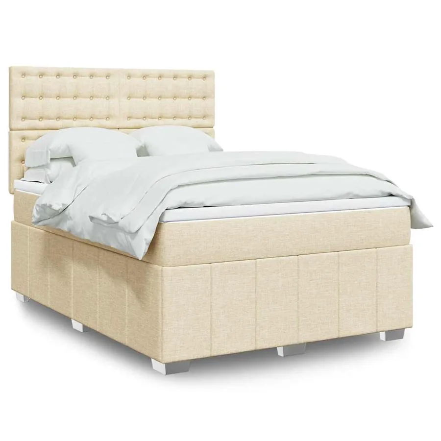 Sommier à lattes de lit avec matelas Crème 140x190 cm Tissu
