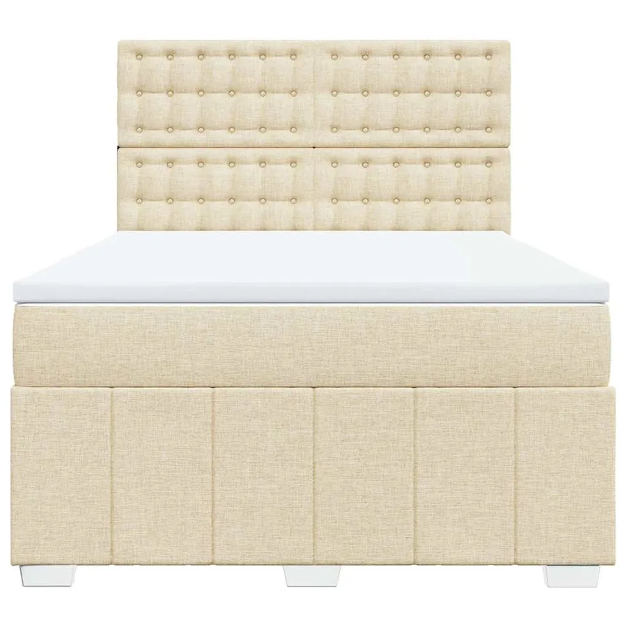 Sommier à lattes de lit avec matelas Crème 140x190 cm Tissu - 6