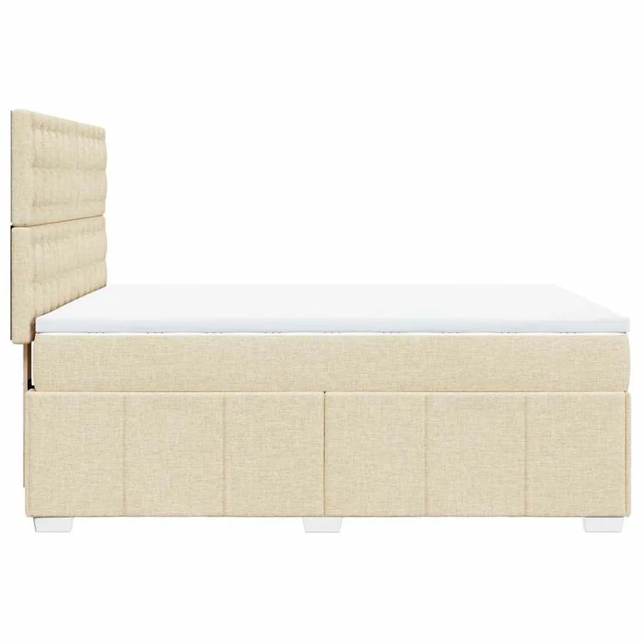 Sommier à lattes de lit avec matelas Crème 140x190 cm Tissu - 7