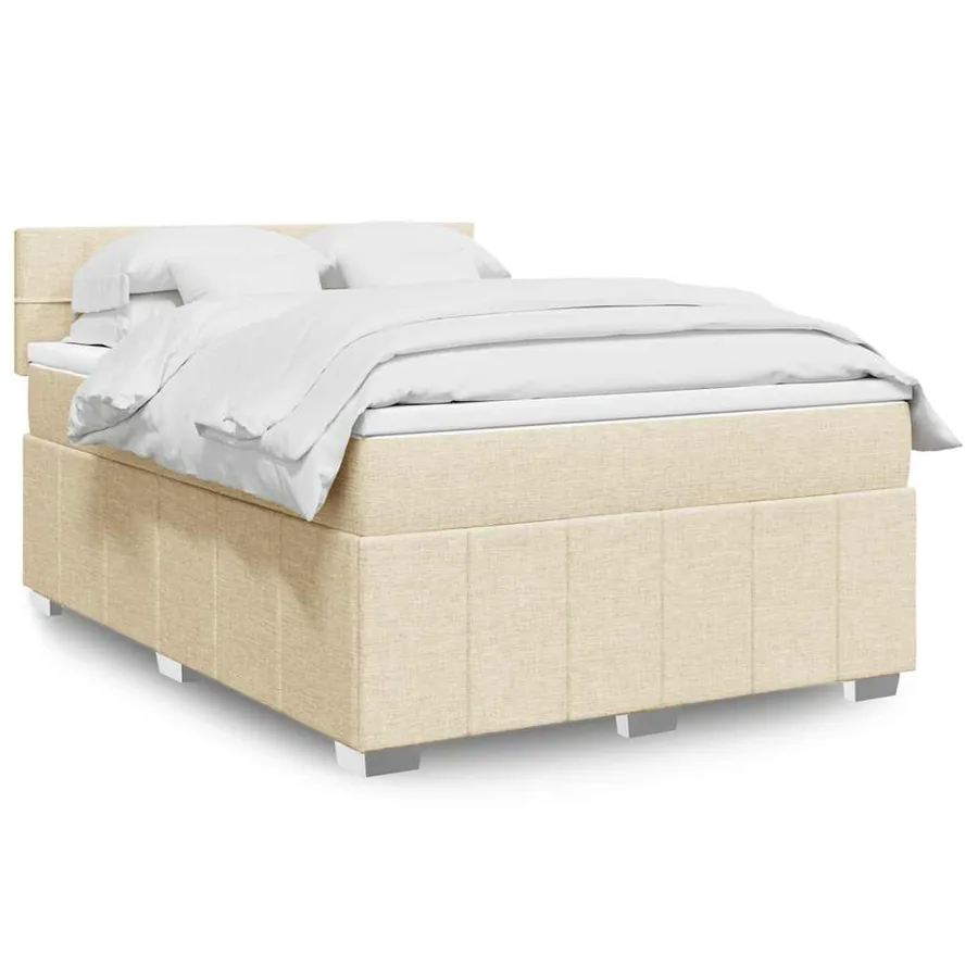 Sommier à lattes de lit avec matelas Crème 140x190 cm Tissu
