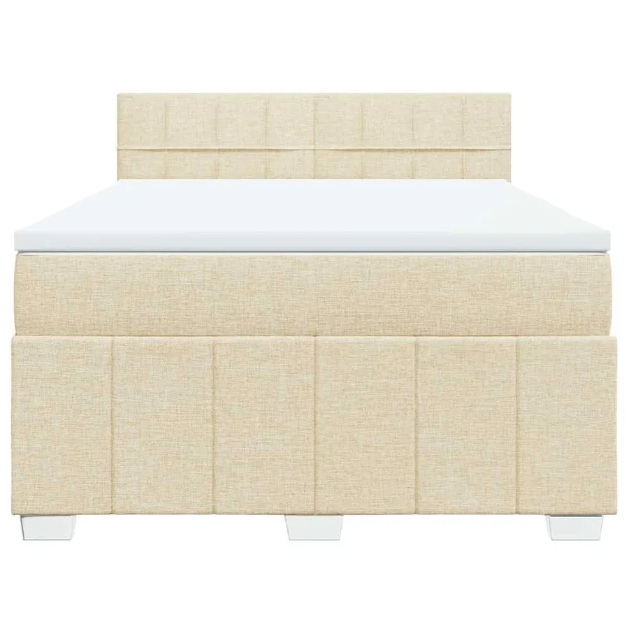 Sommier à lattes de lit avec matelas Crème 140x190 cm Tissu - 4