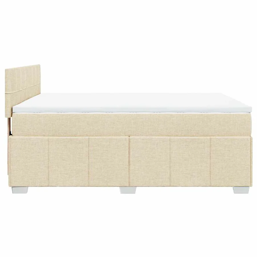 Sommier à lattes de lit avec matelas Crème 140x190 cm Tissu - 5