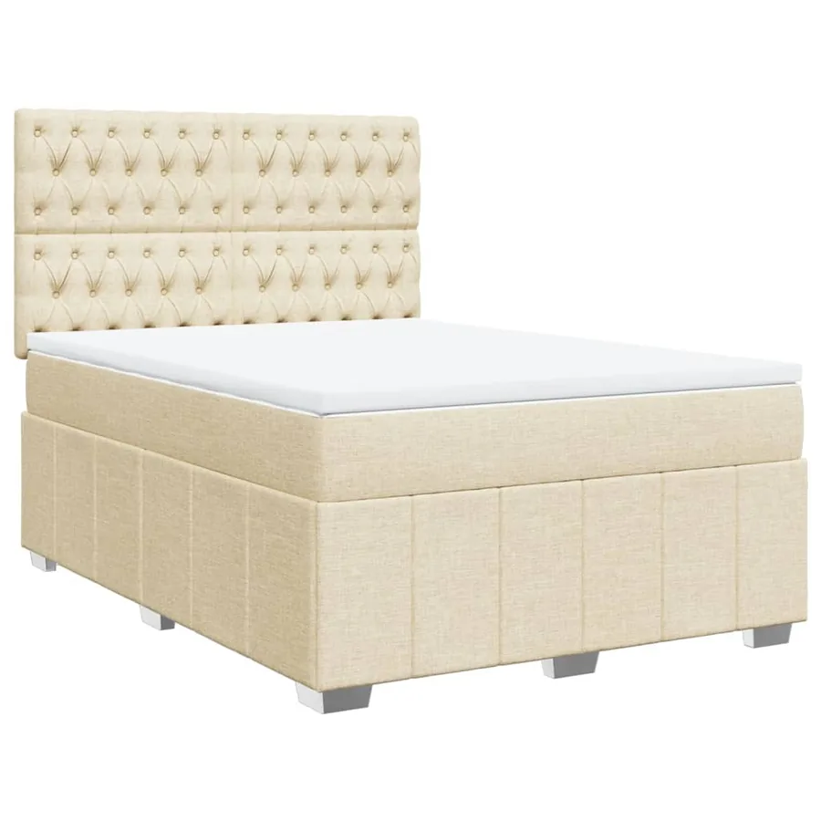 Sommier à lattes de lit avec matelas Crème 140x190 cm Tissu - 3