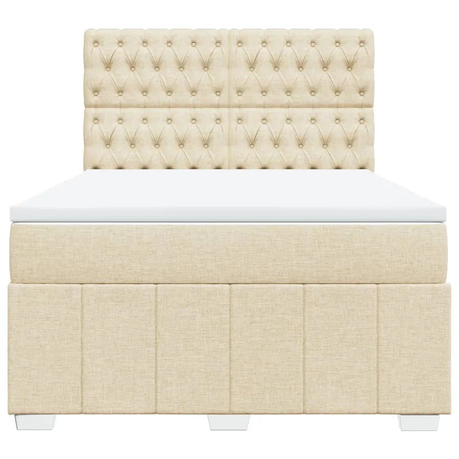 Sommier à lattes de lit avec matelas Crème 140x190 cm Tissu - 6