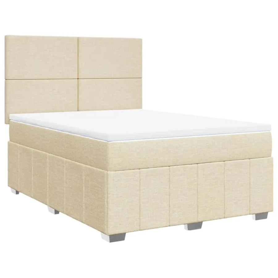 Sommier à lattes de lit avec matelas Crème 140x190 cm Tissu - 3