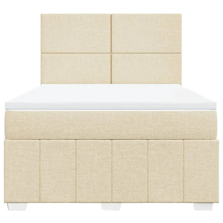 Sommier à lattes de lit avec matelas Crème 140x190 cm Tissu - 6