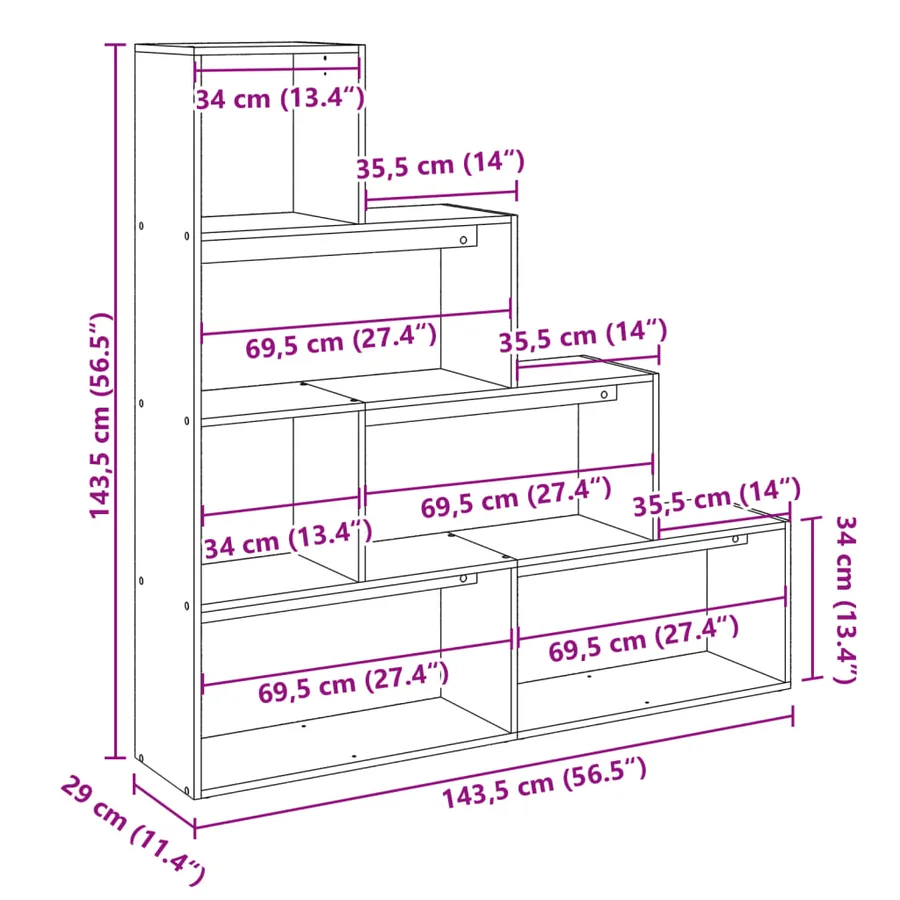 Étagère séparatrice de pièce à 4 niveaux gris béton - 11