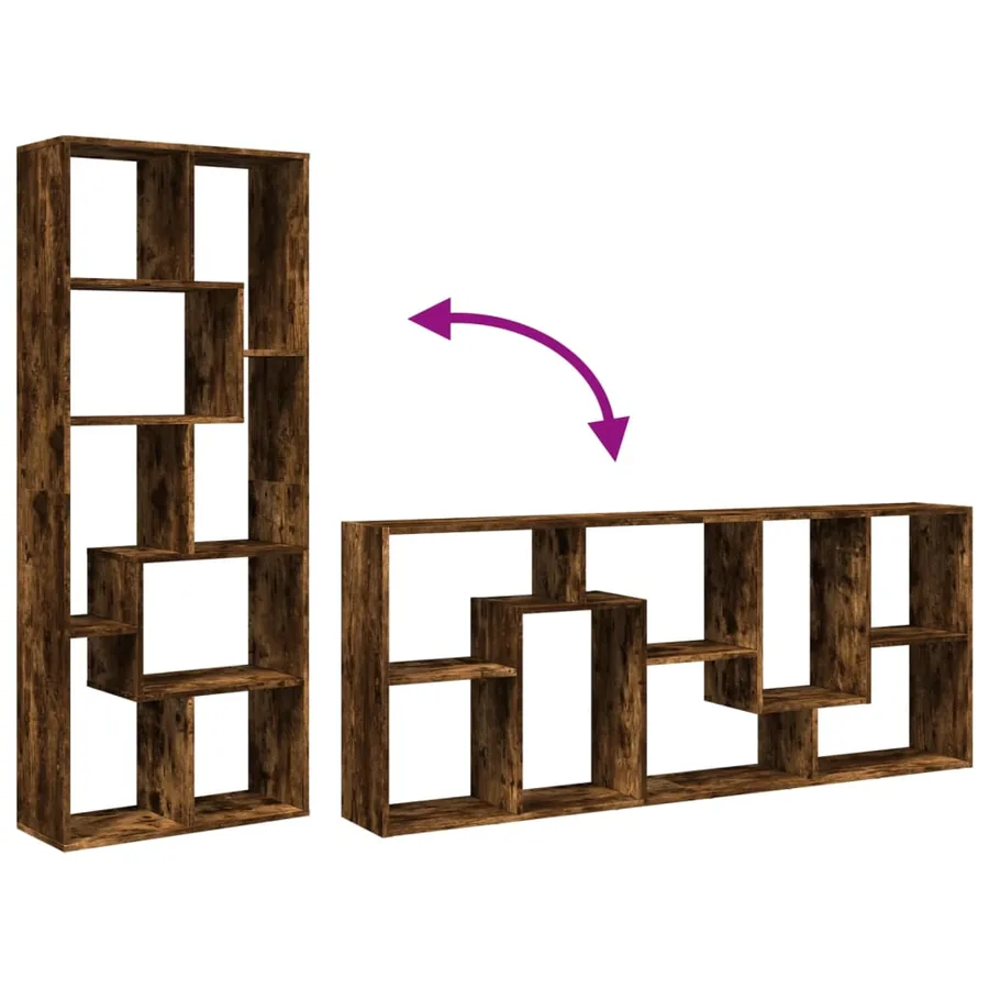 Étagère séparatrice de pièce chêne fumé 67x25x161,5 cm - 8