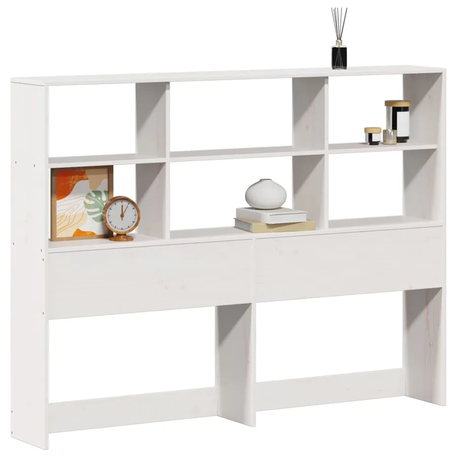 Tête de lit avec rangement blanc 140 cm bois massif de pin - 2