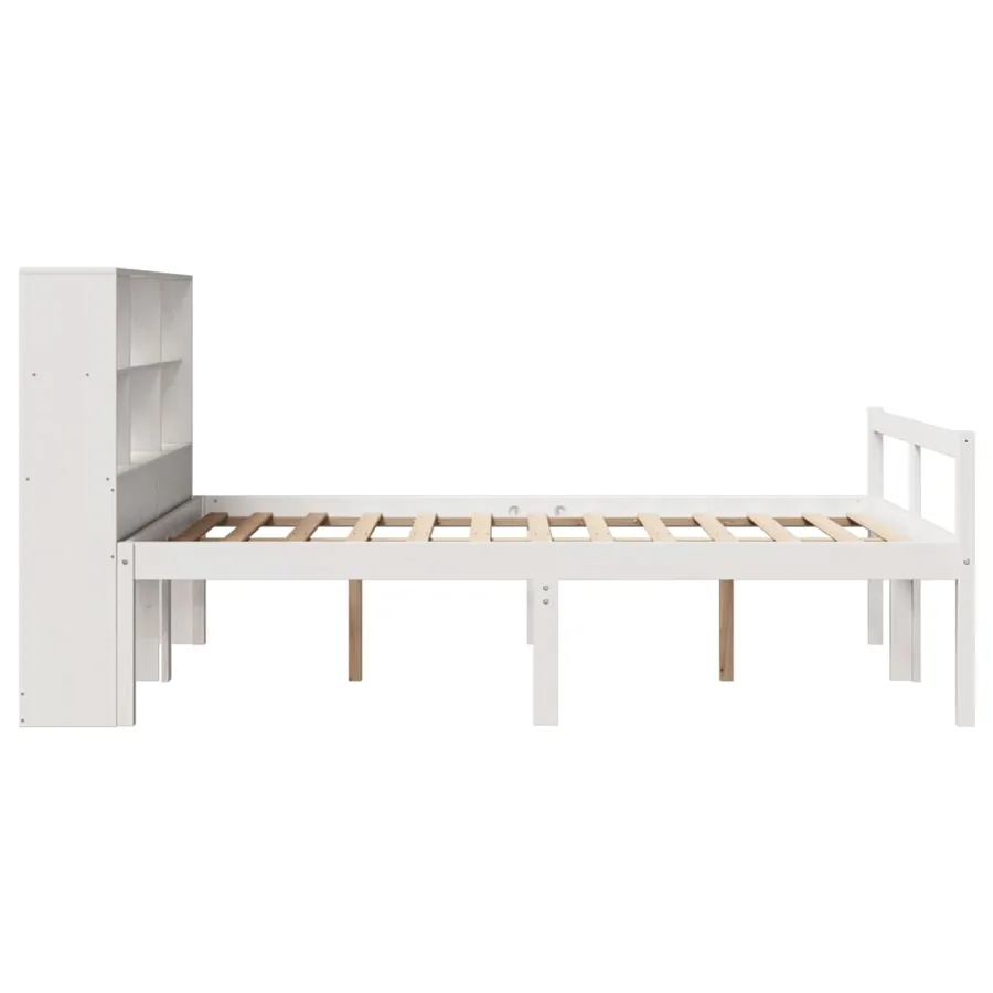 Lit bibliothèque sans matelas blanc 140x200 cm bois pin massif - 5
