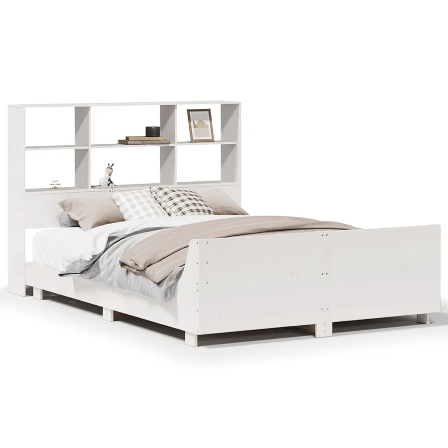 Cadre de lit sans matelas blanc 140x200 cm bois de pin massif - 2