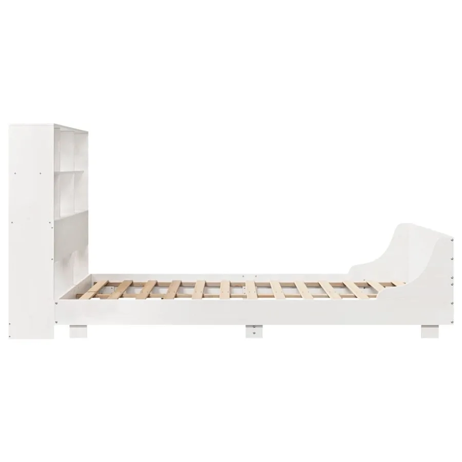 Cadre de lit sans matelas blanc 140x200 cm bois de pin massif - 7