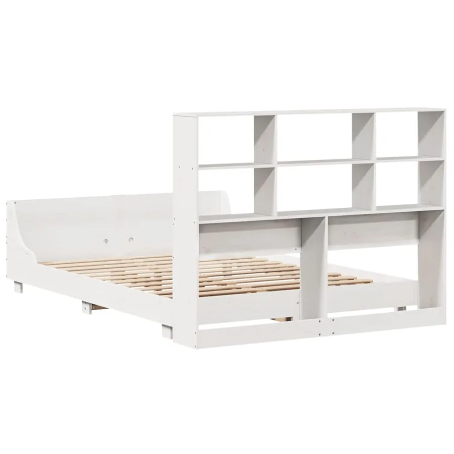 Cadre de lit sans matelas blanc 140x200 cm bois de pin massif - 8