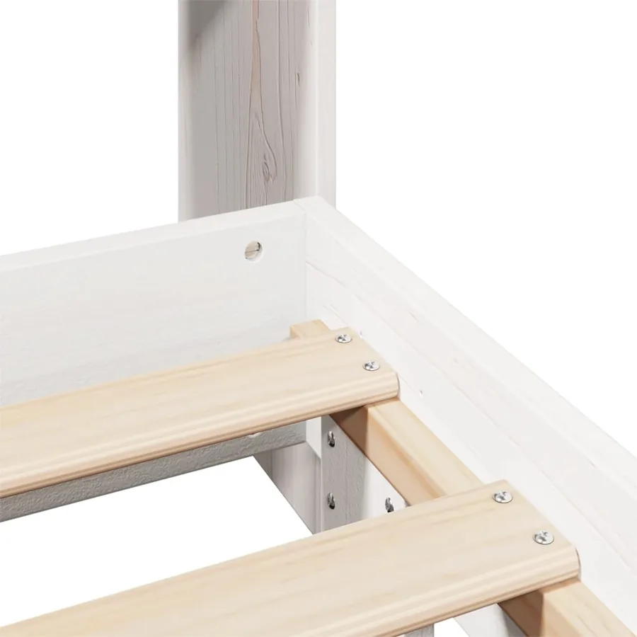 Cadre de lit sans matelas blanc 140x200 cm bois de pin massif - 9