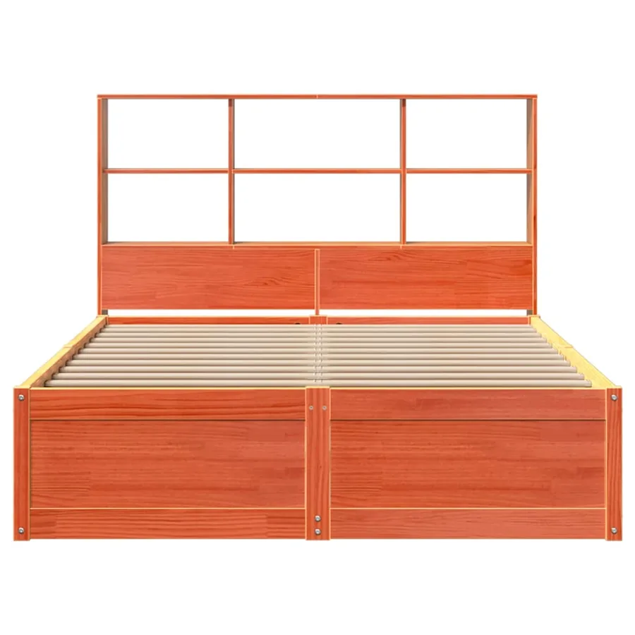 Cadre de lit sans matelas cire marron 135x190cm bois pin massif - 4