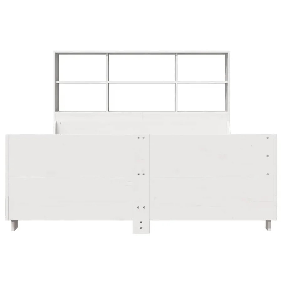 Lit bibliothèque sans matelas blanc 140x200 cm bois massif - 4