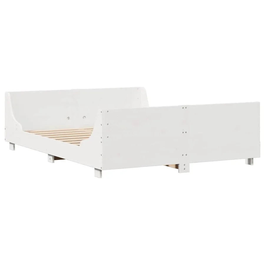 Lit bibliothèque sans matelas blanc 140x200 cm bois massif - 5