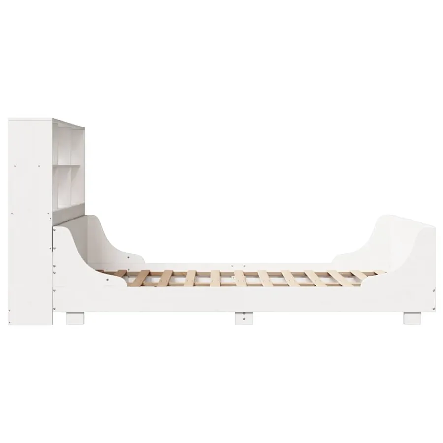 Lit bibliothèque sans matelas blanc 140x200 cm bois massif - 7