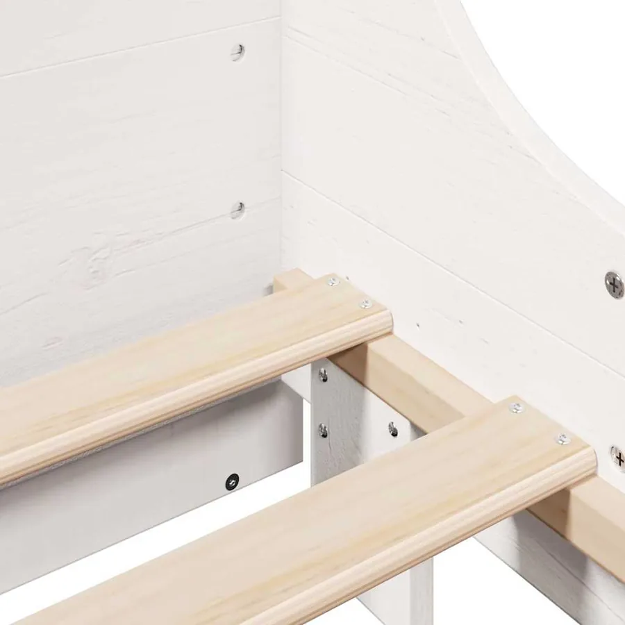 Lit bibliothèque sans matelas blanc 140x200 cm bois massif - 9