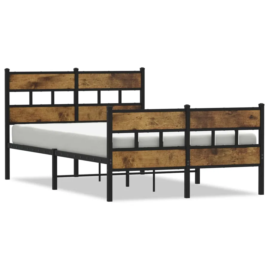 Cadre de lit en métal sans matelas chêne fumé 120x190 cm - 2
