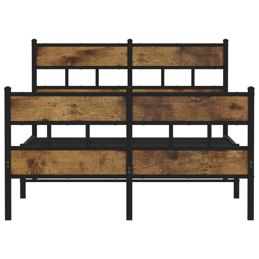 Cadre de lit en métal sans matelas chêne fumé 120x190 cm - 4