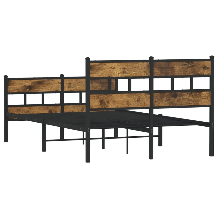 Cadre de lit en métal sans matelas chêne fumé 120x190 cm - 6