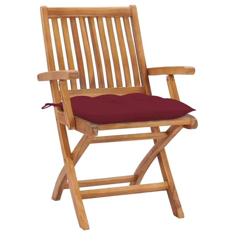 Chaises pliables de jardin avec coussins lot de 8 Teck solide - 2