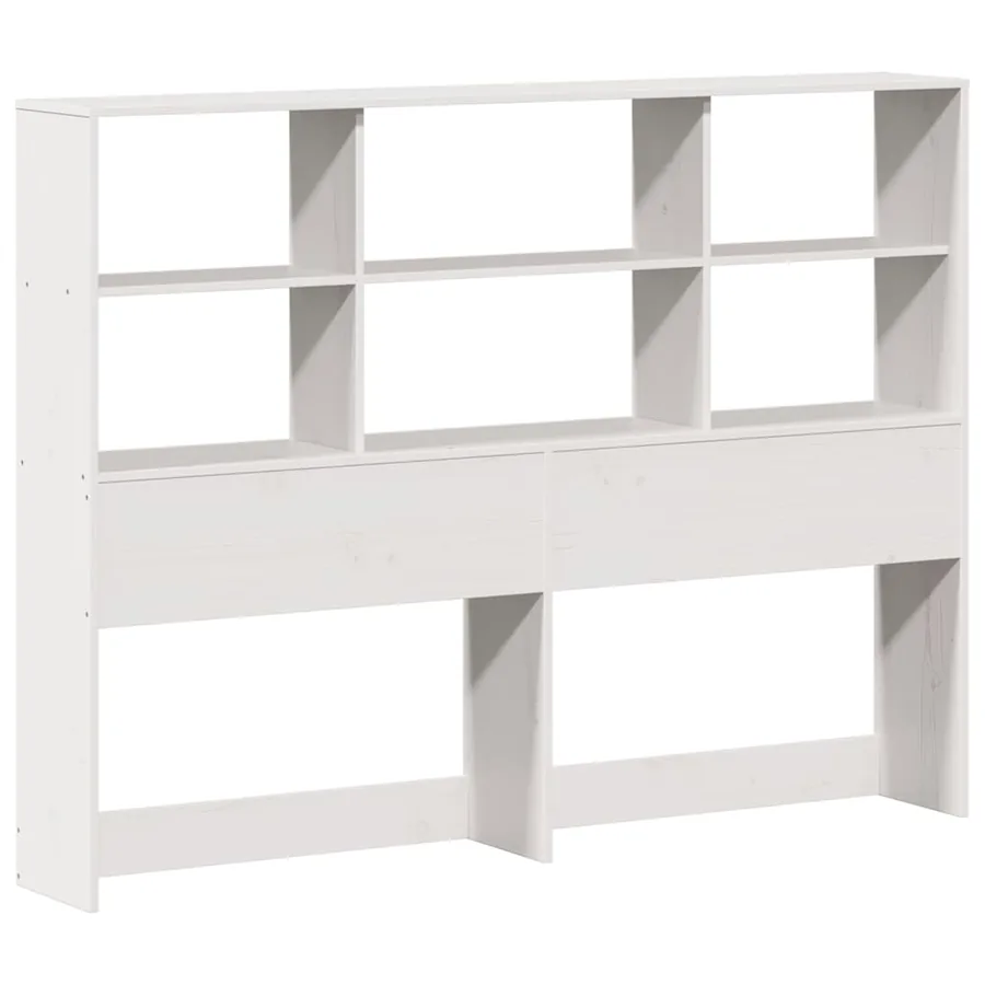 Lit bibliothèque sans matelas blanc 140x200 cm bois massif - 6